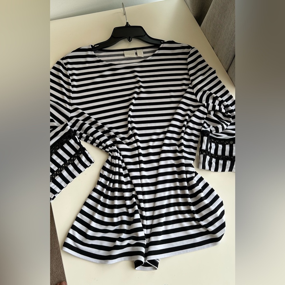 Chico's Monochrome Striped Top